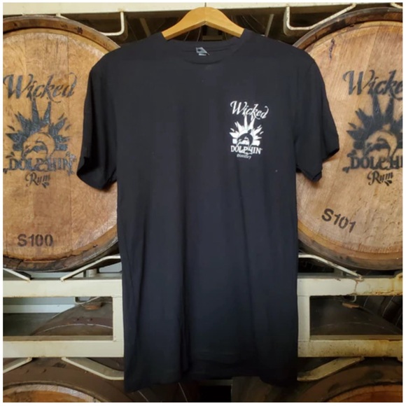 Wicked Dolphin Rum Mens XL Black Frost Barrel Design T-Shirt NWT - Picture 3 of 10